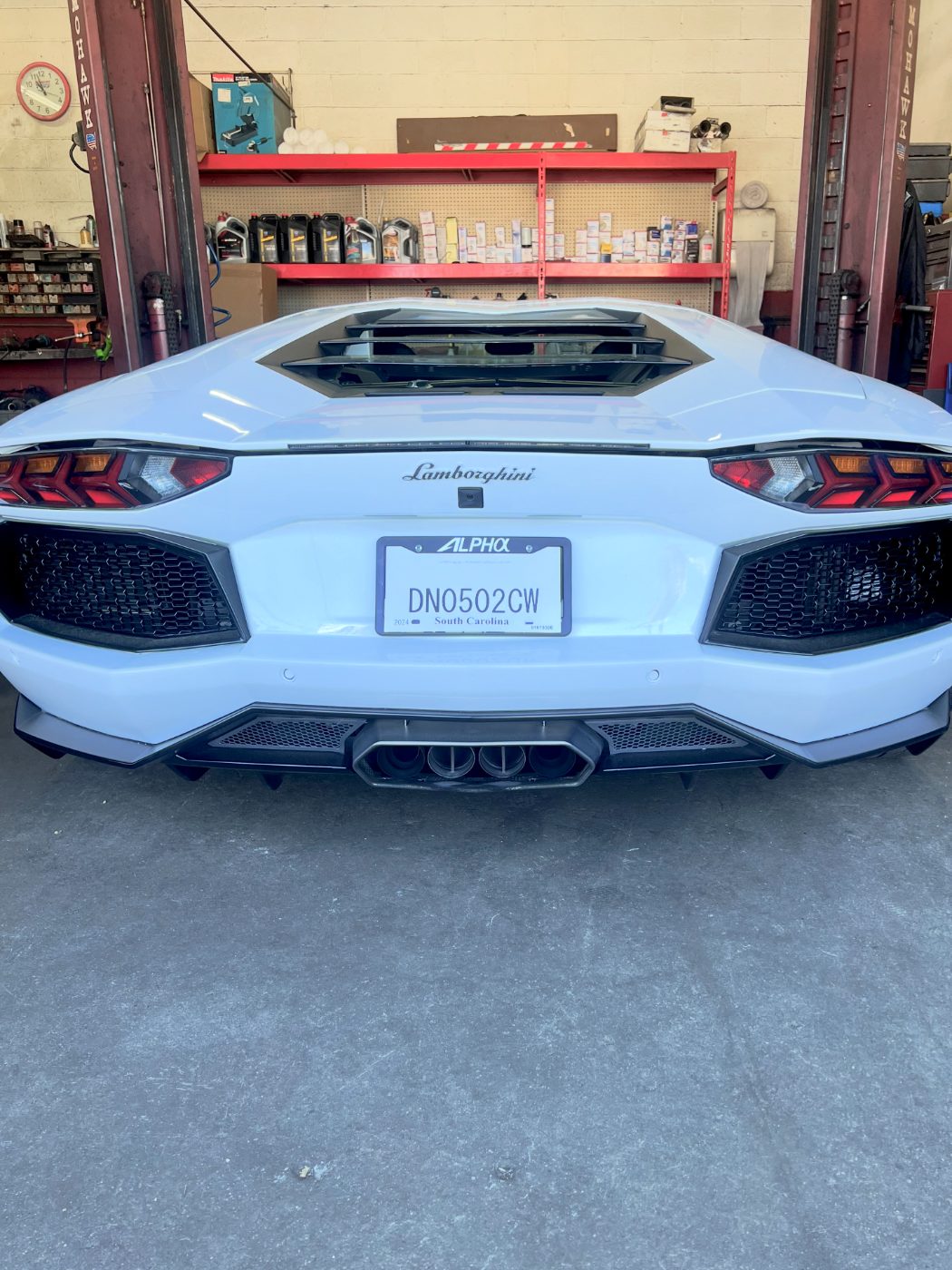 Lamborghini in for oxygen sensor and muffler replacement at All Model Repair